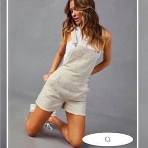 VICI DOLLS Moore Denim Shortalls Off White NWOT